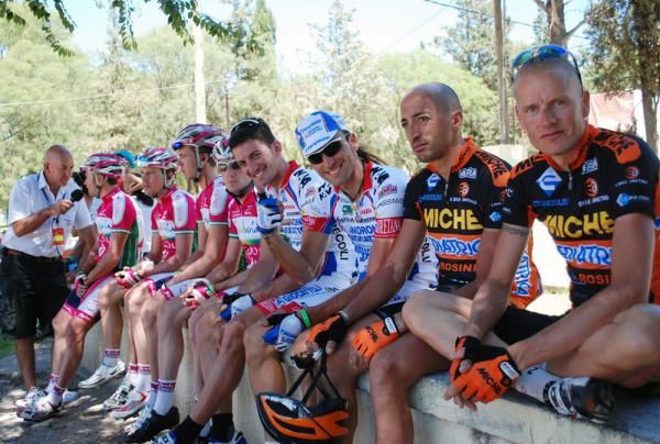 Riders line up to be interviewed.