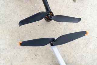 A close up of the propellors of the DJI Mavic Mini 3 Pro drone and the Autel EVO Nano+