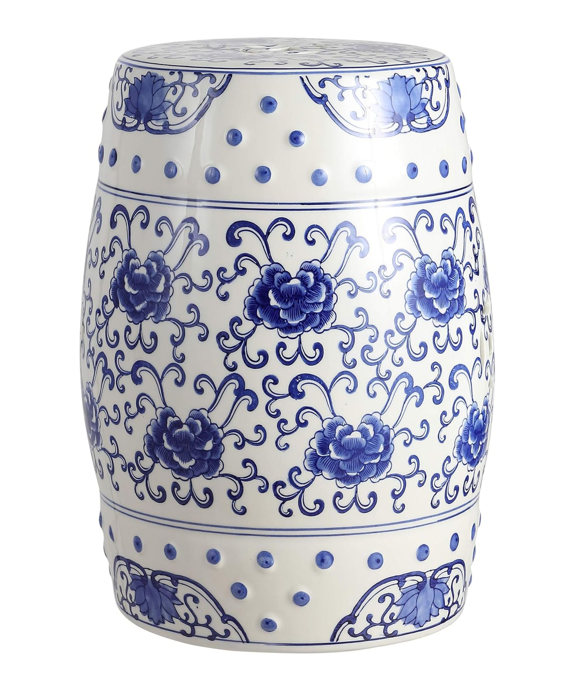 Chinoiserie Ceramic Drum IndoorOutdoor Garden Stool