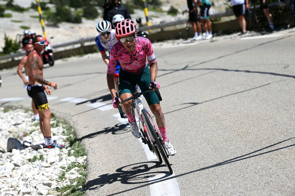 MONT VENTOUX FRANCE JUNE 14 Johan Esteban Chaves Rubio of Colombia and Team EF Education Easypost attacks during the 4th Mont Ventoux Denivele Challenge 2022 a 153km one day race from VaisonlaRomaine to Mont Ventoux 1893m MVDC on June 14 2022 in Mont Ventoux France Photo by Dario BelingheriGetty Images