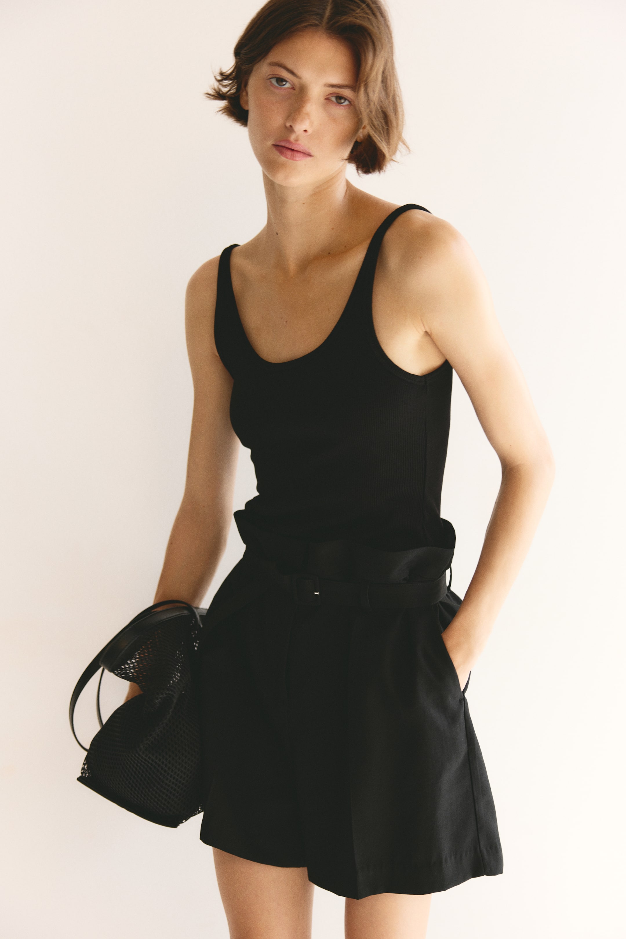 Belted Viscose-Blend Shorts