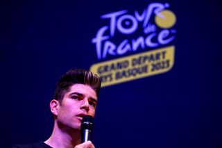 BILBAO SPAIN JUNE 29 Wout Van Aert of Belgium and Team JumboVisma attends to the Top Riders Press Conference ahead of the 110th Tour de France 2023 UCIWT on June 29 2023 in Bilbao Spain Photo by Tim de WaeleGetty Images