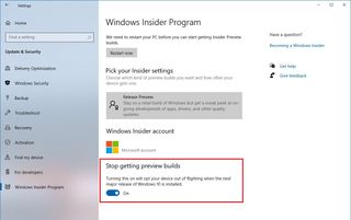 Unenroll PC from Windows Insider Program