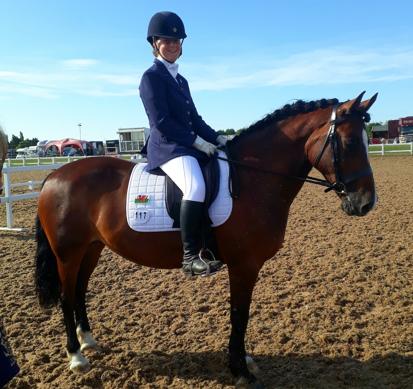 The dressage rider is raising money for Great Ormond Street where she was treated for migraines