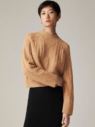 J.Crew, Cable-Knit Rollneck Sweater in Supersoft Yarn