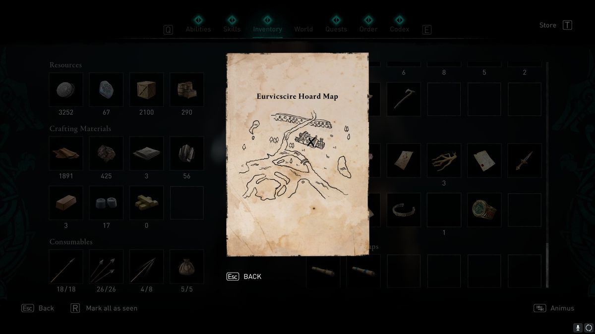 AC valhalla Eurvicscire treasure hoard map location
