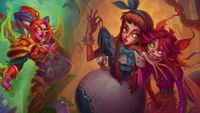 Digital art showing characters inspired by Alice and Wonderland and Hearthstone