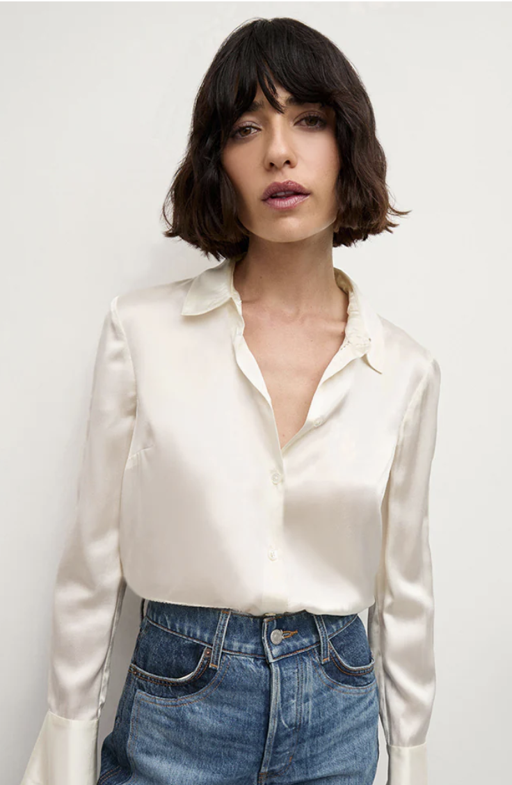 Veronica Beard, Monique Silk Button-Down Shirtivory / 00