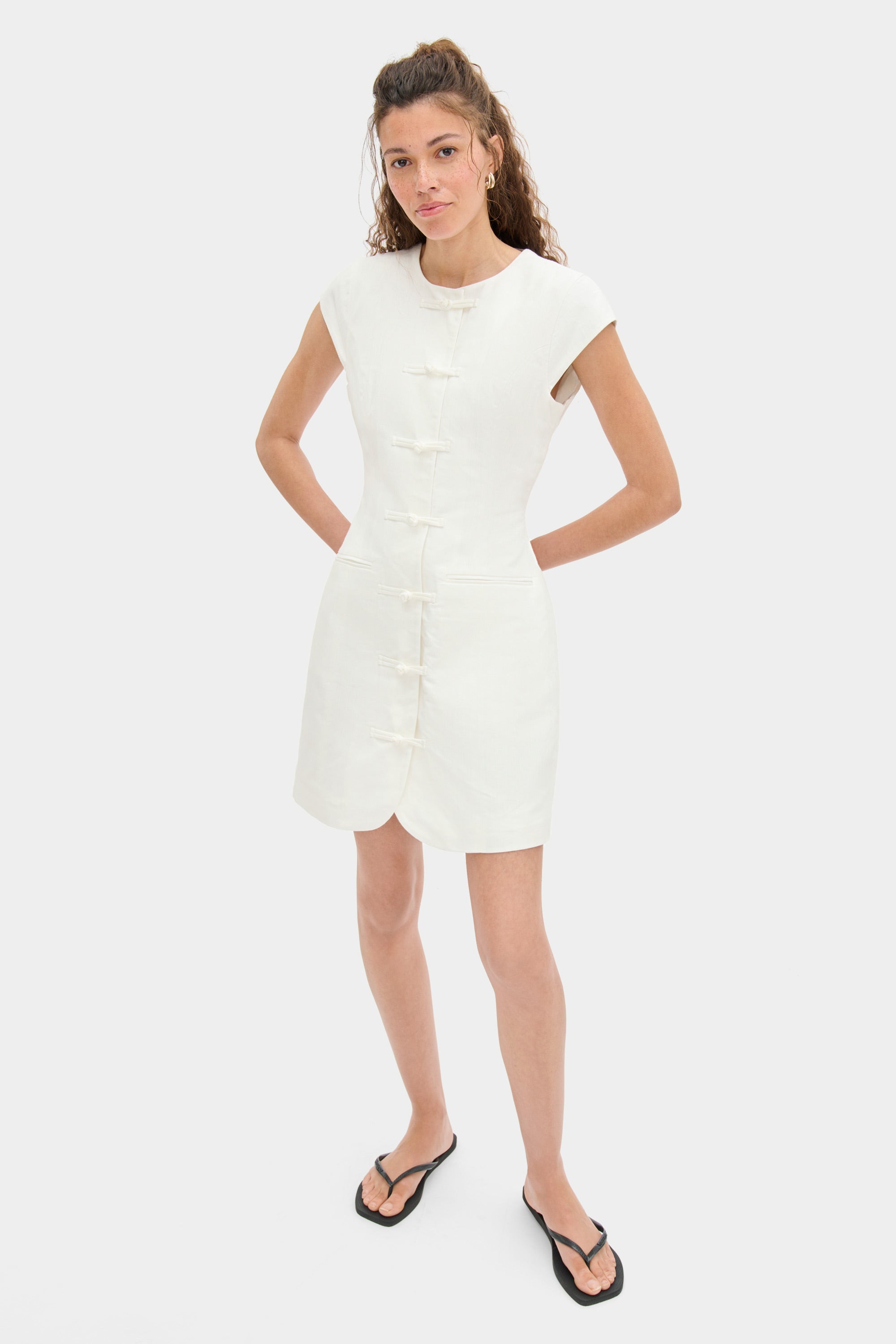 Jennie Cap Sleeve Linen Dress