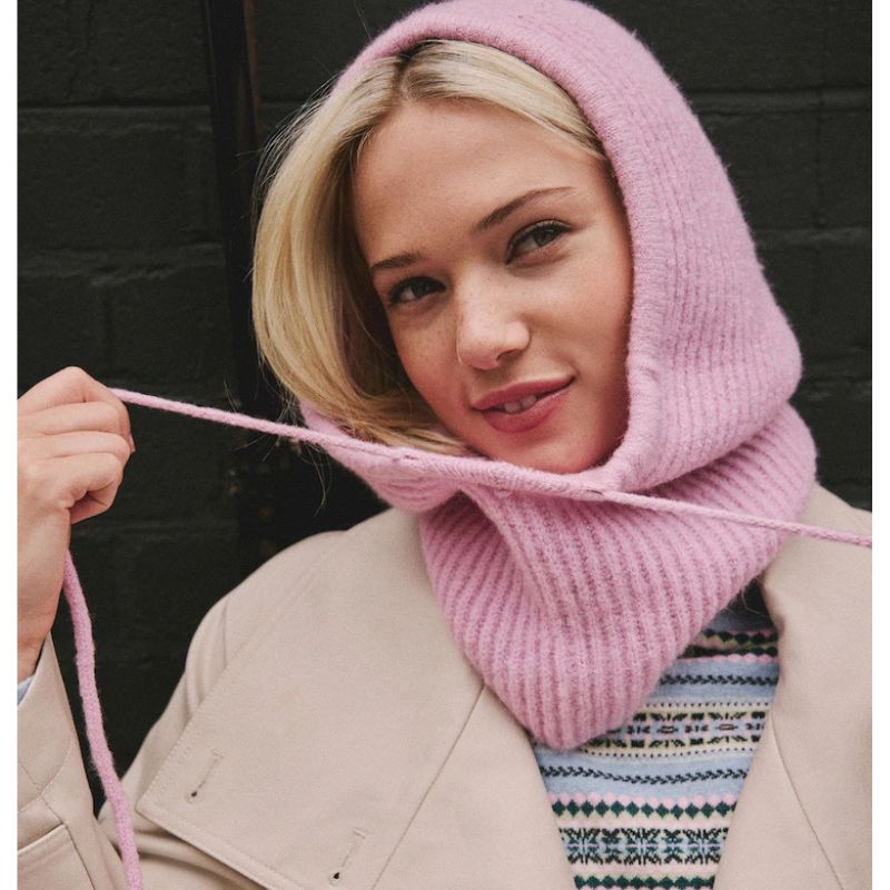 Next , Pink Ribbed Bonnet Hat