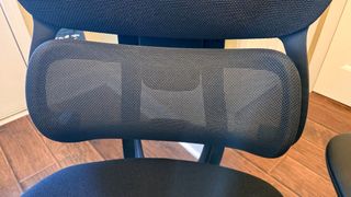 A closeup shot of the FlexiSpot C7 Max's mesh lumbar support