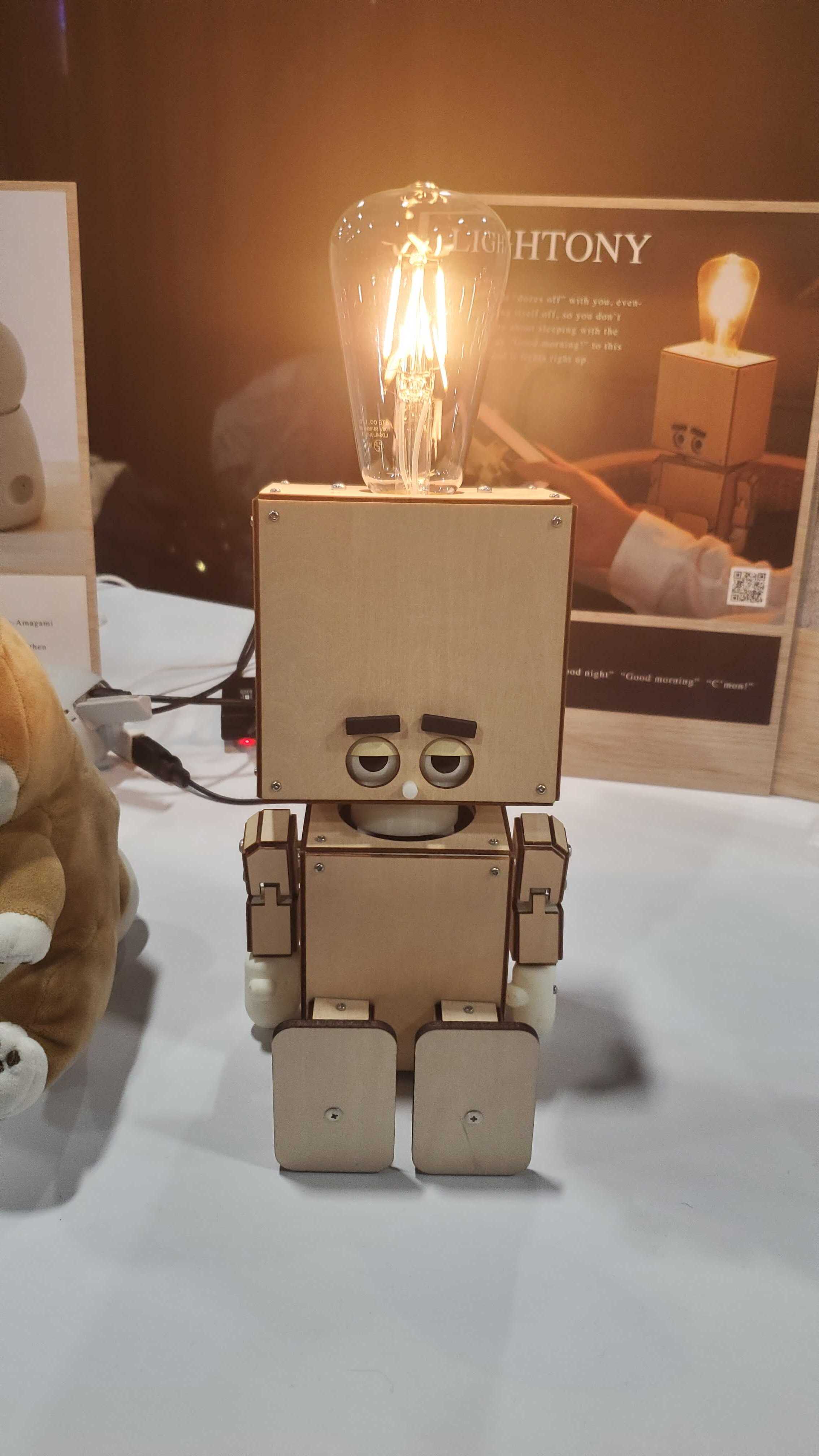 wooden night light robot