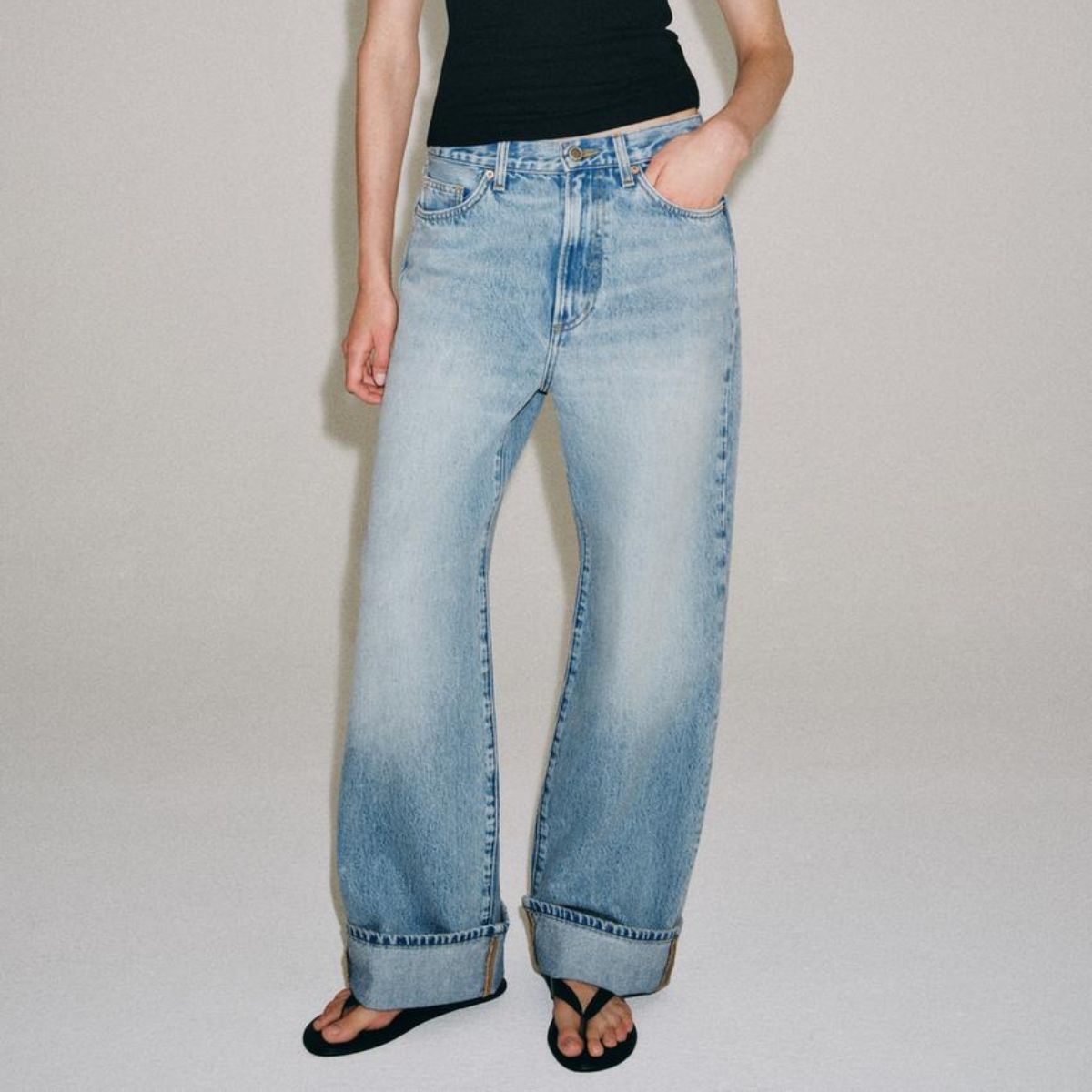 Zara, Mid-Waist Baggy Jeans