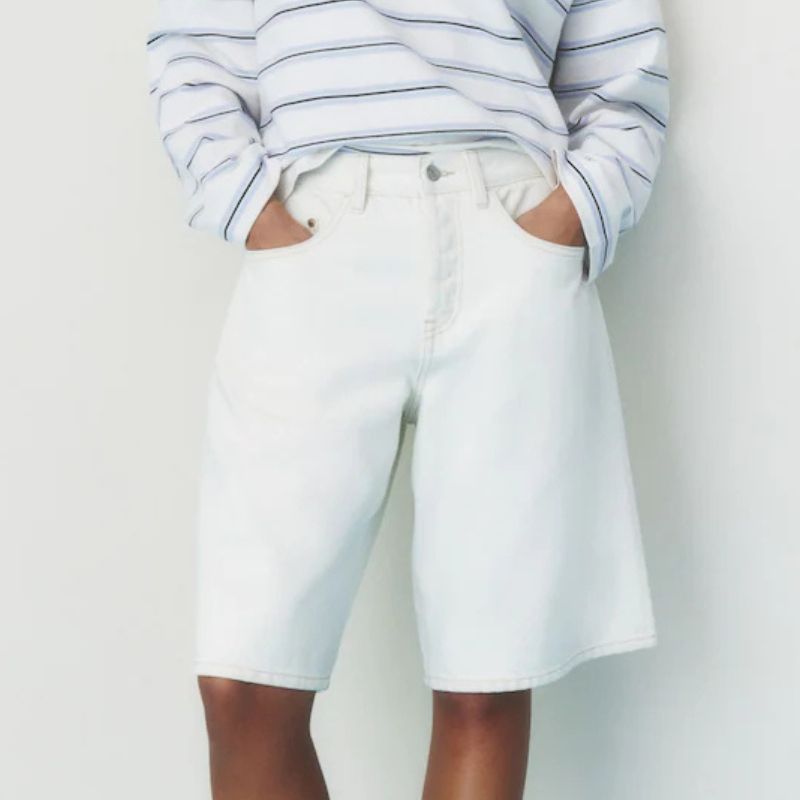 Next , Ecru Slouch Denim Jort Shorts