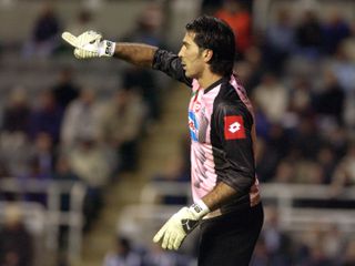Gianluigi Buffon in action for Juventus against Newcastle in 2002.
