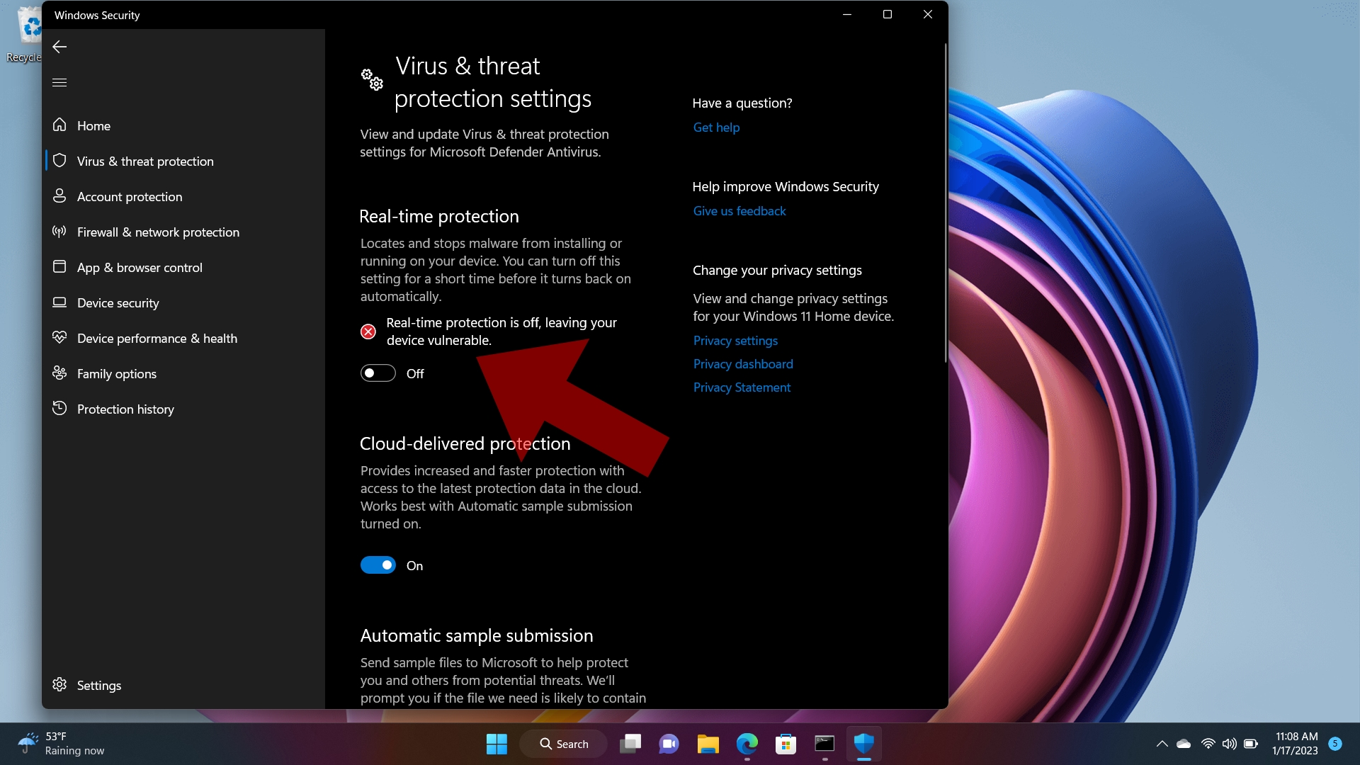 Désactiver Microsoft Defender dans Windows 11