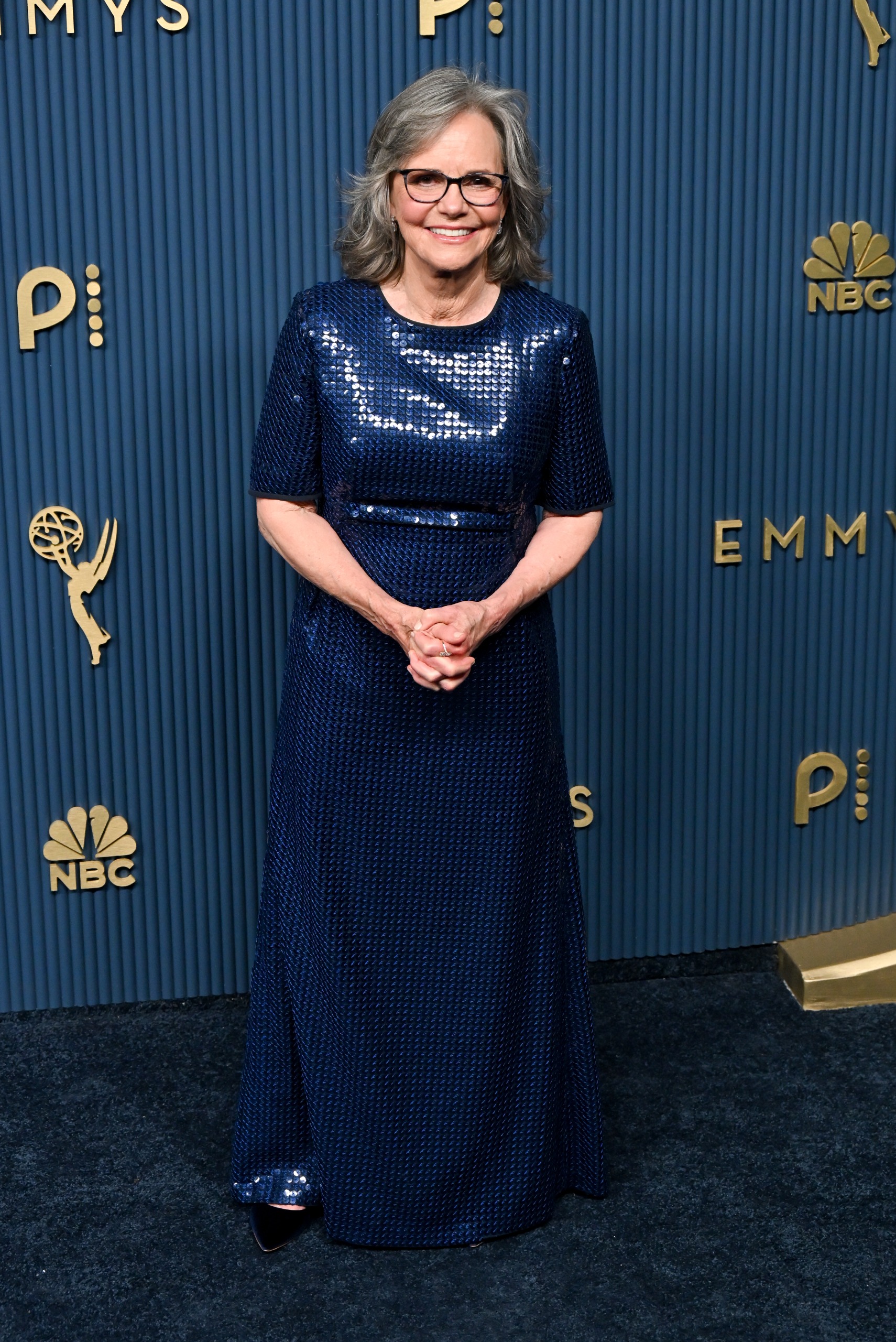 Sally Field wearing blue, sequin gown at the 78th Emmy Awards on September 14, 2026 in LA