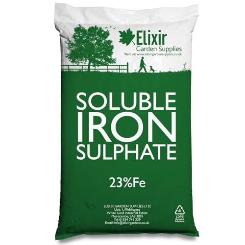Elixir Gardens 23% Fe Soluble Iron/ferrous Sulphate | Lawn Tonic &amp;amp; Grass Green-Up| 500g Bag | Makes 40l of Liquid Feed