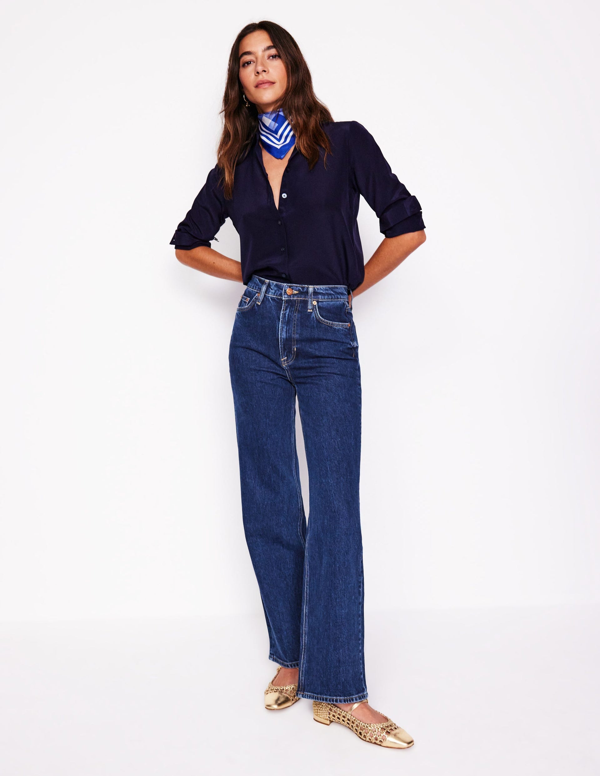 High Rise Column Leg Jeans-Dark Vintage