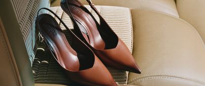 heels on a car seat