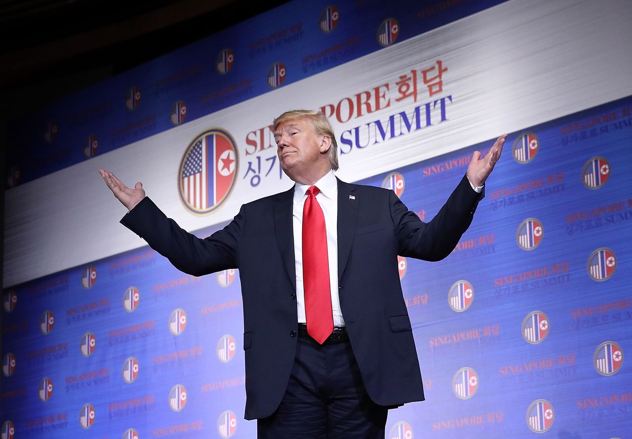 President Trump speaks to reporters in Singapore