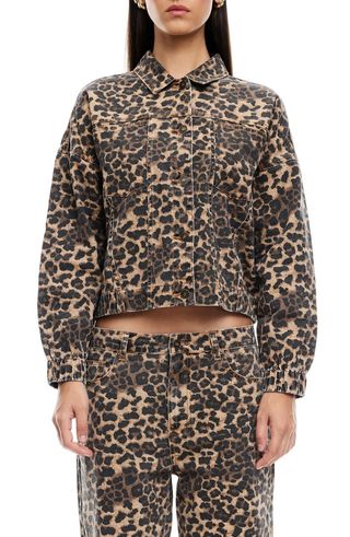 Carmela Leopard Print Denim Jacket