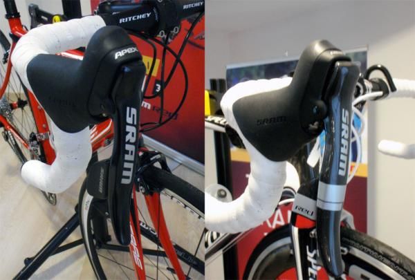 SRAM presented an Apex-equipped bike alongside a Red-equipped one, in order to demonstrate the extremes of the company's road family tree.