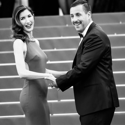 Actor Adam Sandler and his wife Jackie Sandlerepart attends "The Meyerowitz Stories" premiere during the 70th annual Cannes Film Festival at Palais des Festivals on May 21, 2017 in Cannes, France.