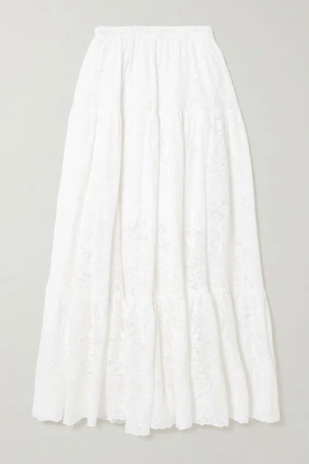 ERDEM, Tiered Cotton-Lace Midi Skirt