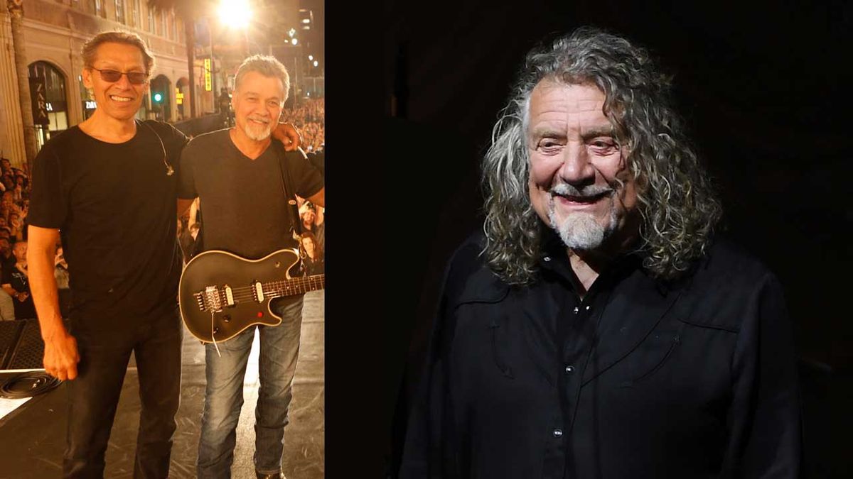 Alex and Eddie Van Halen on the Jimmy Kimmel show in 2015, and Robert Plant onstage