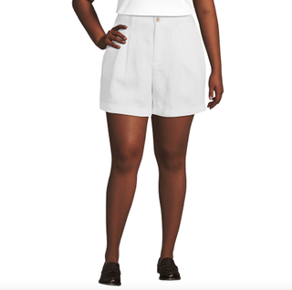 Lands' End High-Rise Pleated A-line 5" Linen Shorts