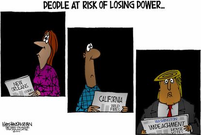Political Cartoon U.S. Trump California New Orleans Losing Power