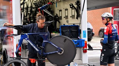 A mechanic at the 2023 Tour de France Femmes