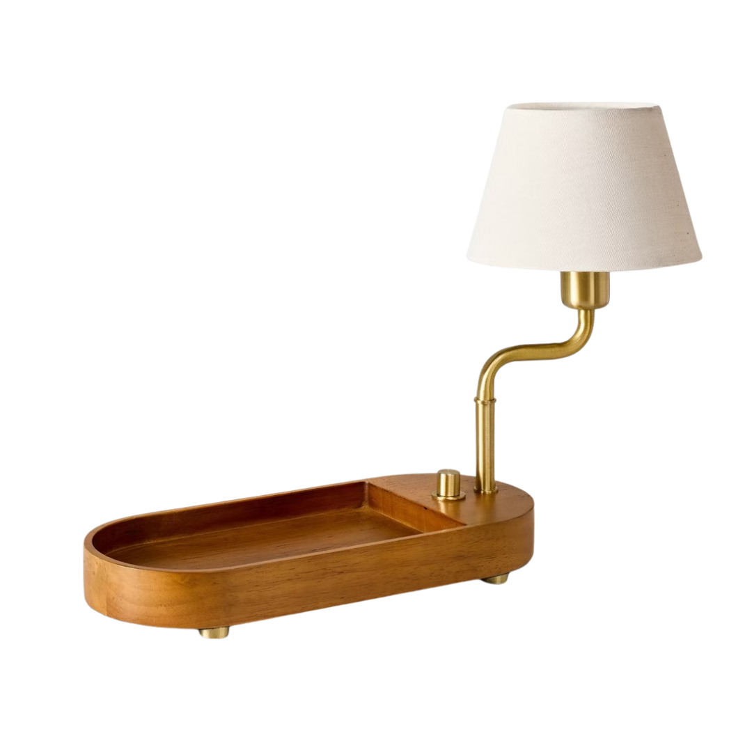 Swivel Accent Table Lamp With Mid Tone Wood Tray - Hearth U0026#38; Handu0026#8482; With Magnolia