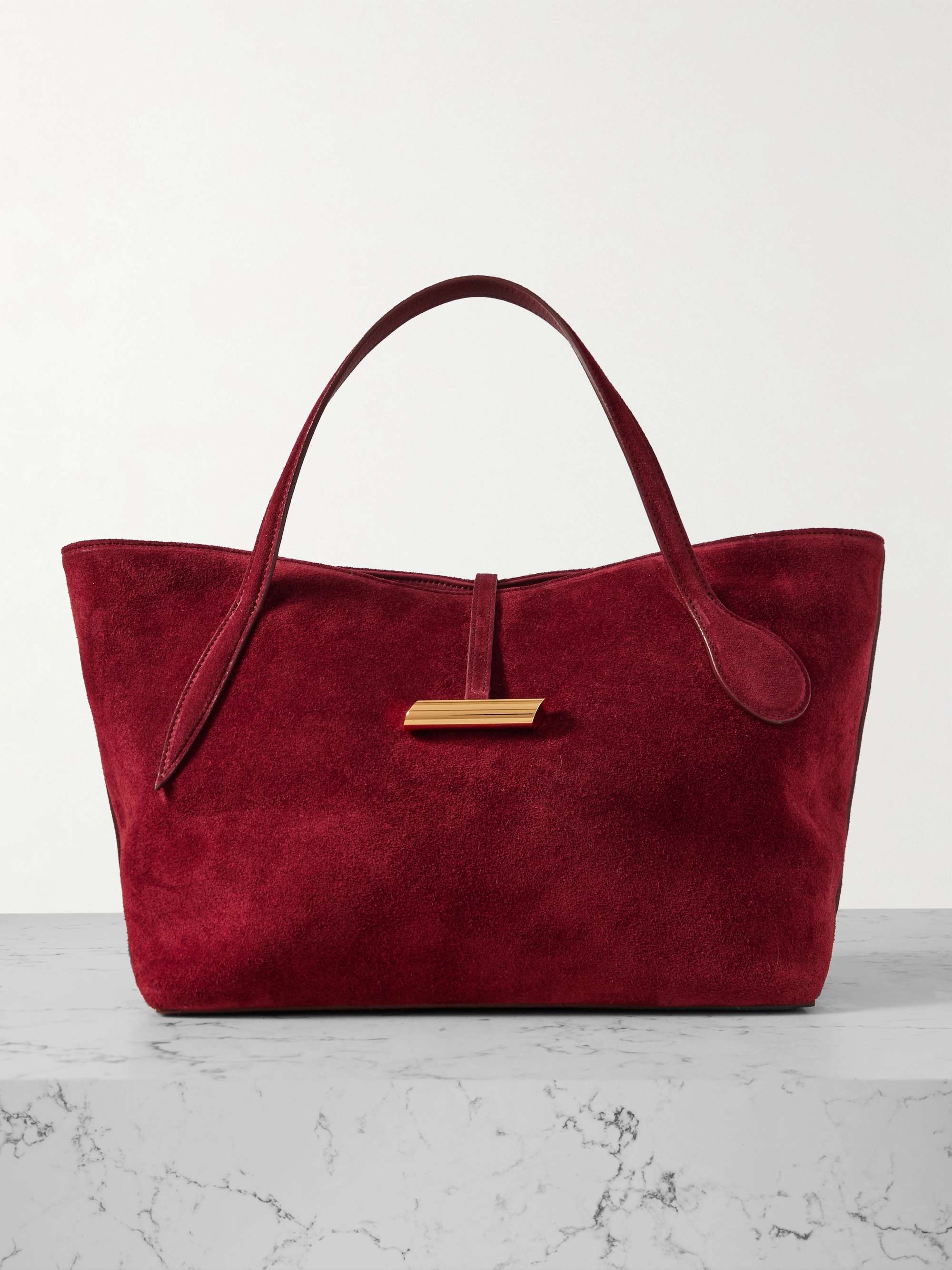 Petite Penne Leather-Trimmed Suede Tote