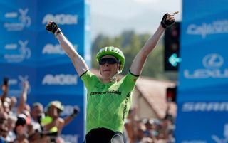 Yes! Ben King (Cannondale) raises his arms in triumph