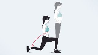 an illo of a woman doing a reverse lunge