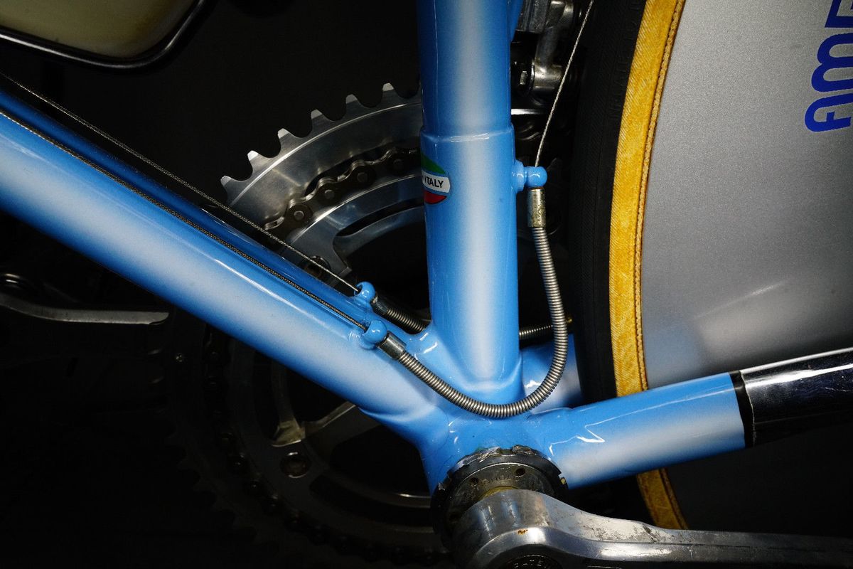 A close-up of the beautiful paintwork and clean cable routing
