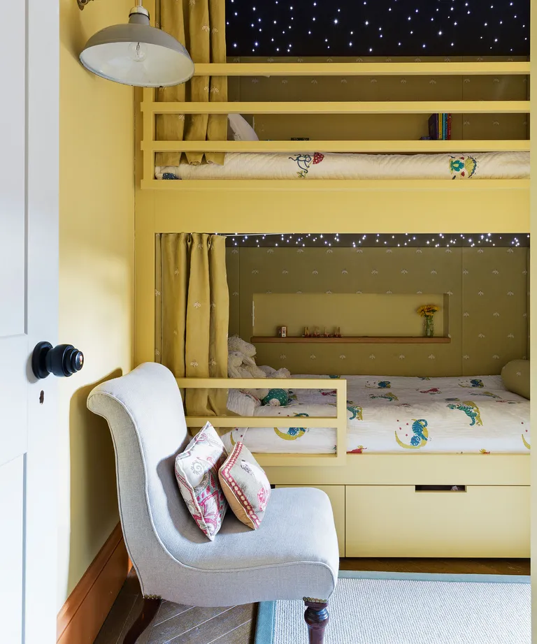 Kids room paint ideas yellow bedroom with bunk beds