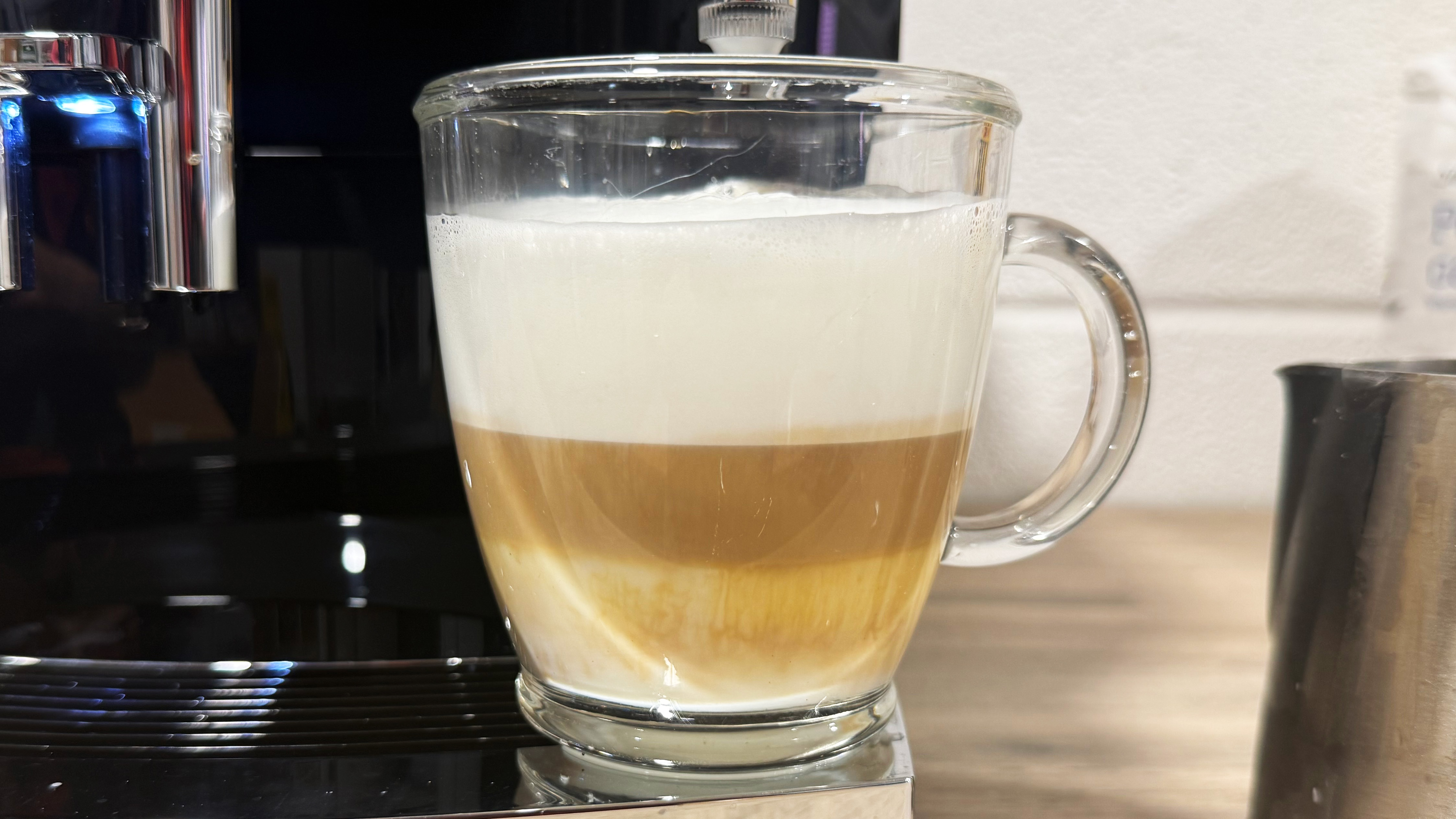 a photograph of a coffee made by the Jura E8 automatic coffee machine