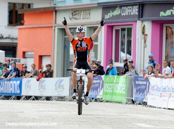 Alexander Gehbauer (KTM) wins the U23 cross country race at the La Bresse, France World Cup