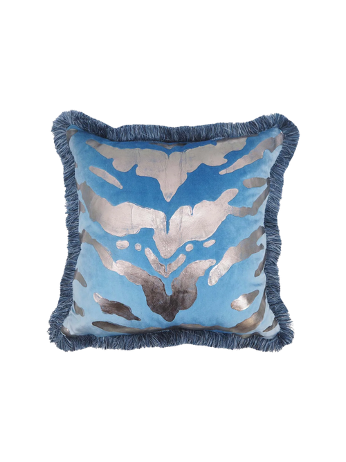 Ambiguous Tiger Gilded Ombre Blue Cushion