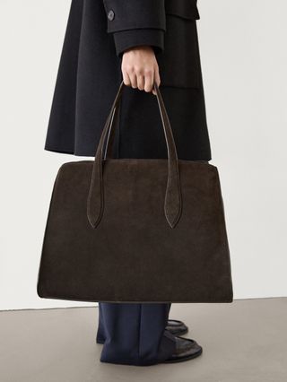 Split Suede Maxi Tote Bag