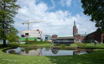 The Boijmans Van Beuningen Depot under construction and the Boijmans Van Beuningen museum recently closed for renovation