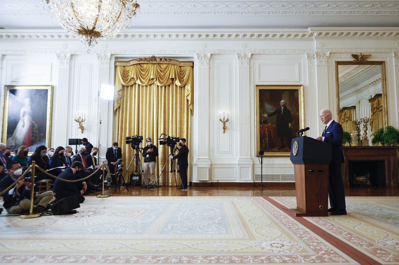 Biden faces the press on Jan. 19, 2022