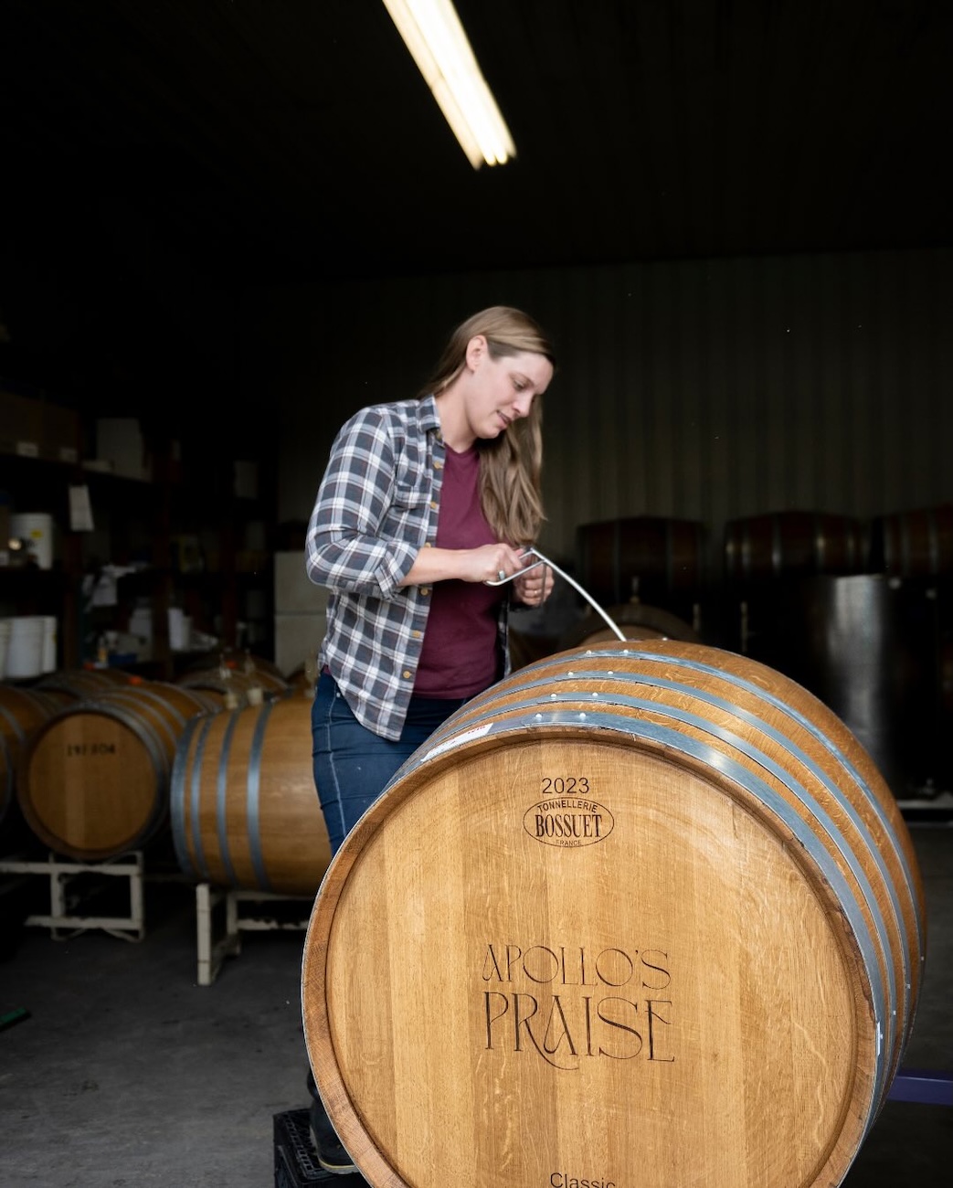 Hoyle with a wine barrel