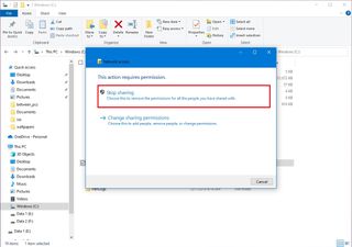 Stop sharing folder on Windows 10