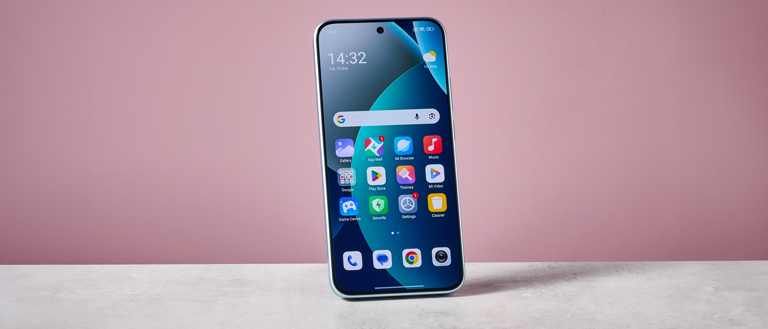 Xiaomi Redmi Note 15 Pro 5G against pink background
