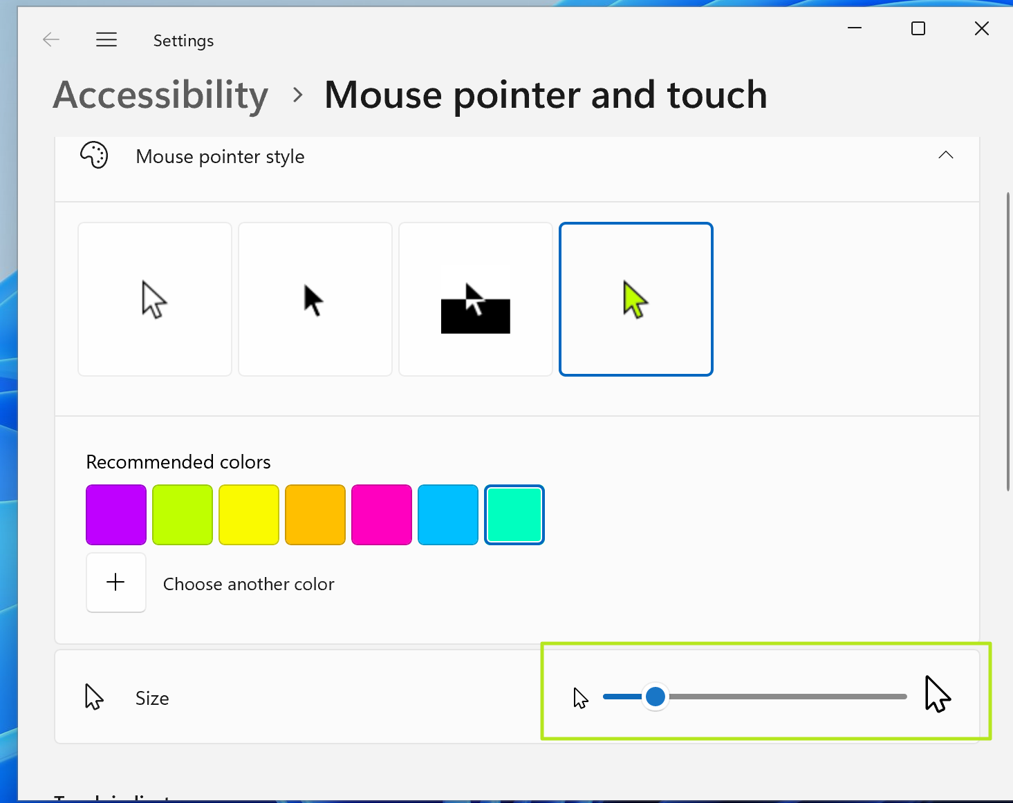 change the size of the pointer