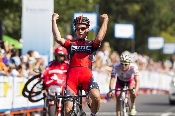 BMC stagiaire Silvan Dillier wins a two-up sprint over Jelly Belly's Serghei Tvetcov